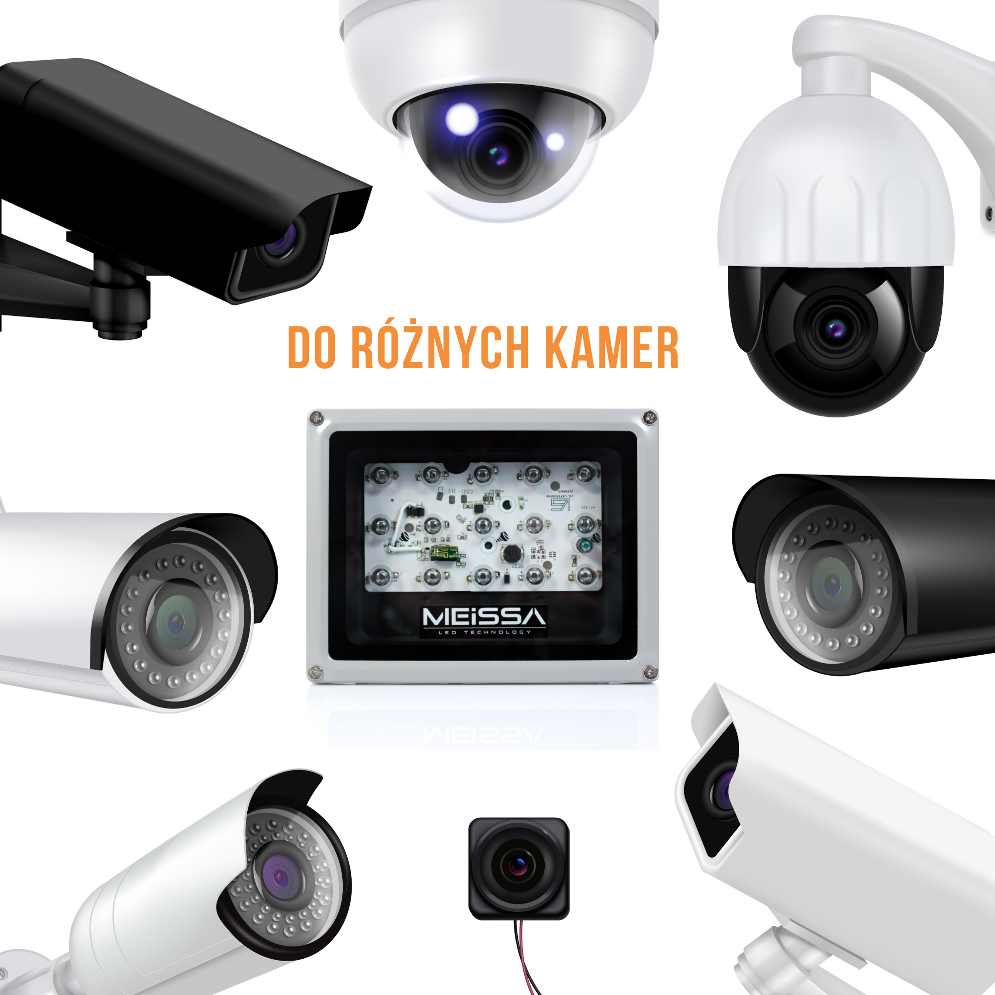 >Naświetlacz doświetlacz podczerwieni kamery z obudową, reflektor, pomocniczy promiennik podczerwieni do kamer CCTV na zewnątrz IP65 moduł IR niewidoczne 940nm 12V 100m